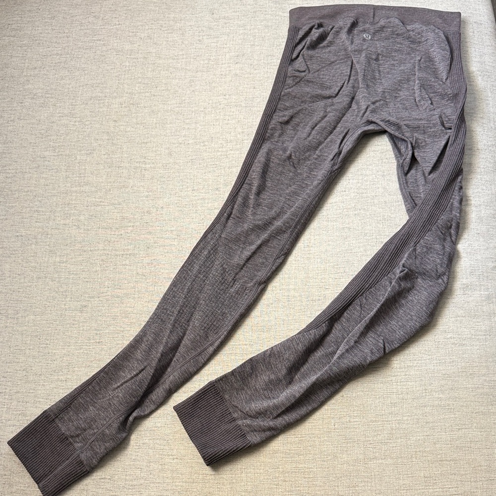 Lululemon Wool Blend Gray Ribbed Seamless Leggings